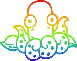 rainbow gradient line drawing cartoon funny octopus vector