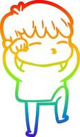 rainbow gradient line drawing cartoon curious boy vector