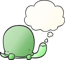 cute cartoon tortoise and thought bubble in smooth gradient style vector