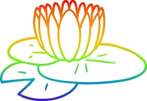 rainbow gradient line drawing cartoon water lily vector