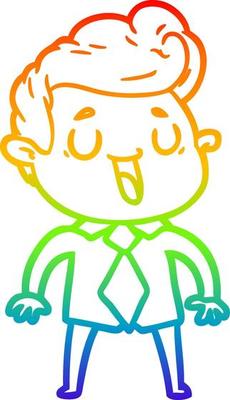 rainbow gradient line drawing happy cartoon man