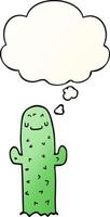 cartoon cactus and thought bubble in smooth gradient style vector