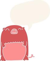 cartoon creature and speech bubble in retro style vector