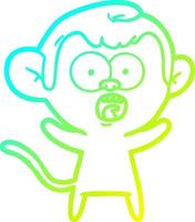 cold gradient line drawing cartoon shocked monkey vector