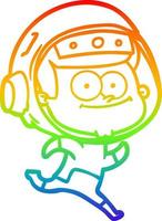 rainbow gradient line drawing happy astronaut cartoon vector