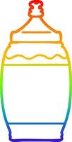 botella de ketchup de dibujos animados de dibujo de línea de gradiente de arco iris vector