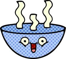 comic book style cartoon bowl of hot soup vector