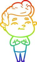 rainbow gradient line drawing happy cartoon man vector