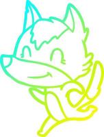 cold gradient line drawing friendly cartoon wolf running vector