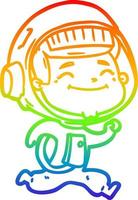 rainbow gradient line drawing happy cartoon astronaut vector