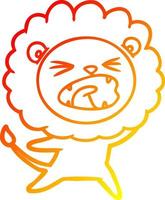 warm gradient line drawing cartoon lion vector