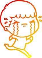 warm gradient line drawing cartoon man crying vector