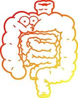 warm gradient line drawing cartoon surprised intestines vector