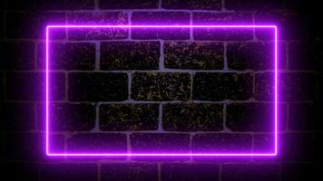 marco de rectángulo de neón, efecto de iluminación de resplandor futurista gráfico abstracto, elemento fluorescente eléctrico tecnología de luz de ladrillo animación fondo púrpura disco fiesta brillante material de archivo foto