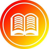 open book circular in hot gradient spectrum vector