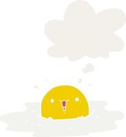 cute cartoon fried egg and thought bubble in retro style vector