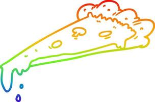 dibujo de línea de gradiente de arco iris rebanada de pizza de dibujos animados vector