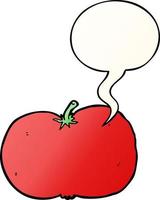 cartoon tomato and speech bubble in smooth gradient style vector