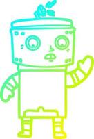 cold gradient line drawing cartoon robot vector