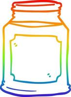 línea de gradiente de arco iris dibujo líquido de dibujos animados en un frasco vector