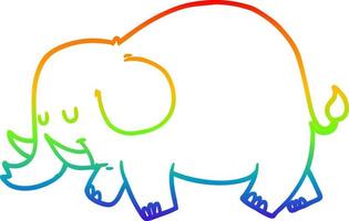 elefante de dibujos animados de dibujo de línea de gradiente de arco iris vector