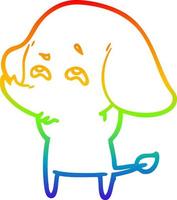 rainbow gradient line drawing cartoon elephant remembering vector