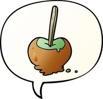 cartoon toffee apple and speech bubble in smooth gradient style vector