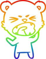 rainbow gradient line drawing angry cartoon bear shouting vector