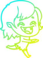 cold gradient line drawing cartoon laughing vampire girl vector