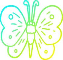 línea de gradiente frío dibujo mariposa de dibujos animados vector