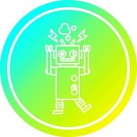 malfunctioning robot circular in cold gradient spectrum vector