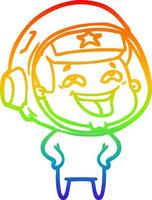 rainbow gradient line drawing cartoon laughing astronaut vector