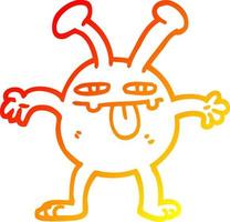 warm gradient line drawing cartoon monster vector