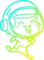 cold gradient line drawing happy cartoon astronaut vector