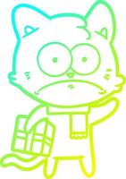 cold gradient line drawing cartoon nervous cat vector