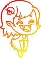 warm gradient line drawing cartoon laughing vampire girl vector