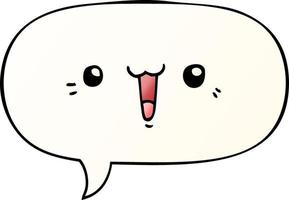 happy cartoon face and speech bubble in smooth gradient style vector