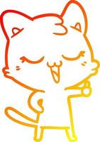 warm gradient line drawing cartoon cat vector