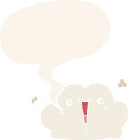 cute cartoon cloud and speech bubble in retro style vector