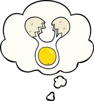 cartoon cracked egg and thought bubble vector