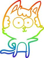 rainbow gradient line drawing happy cartoon cat pointing vector