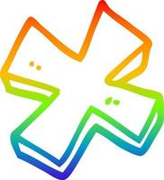 rainbow gradient line drawing cartoon multiplication symbol vector