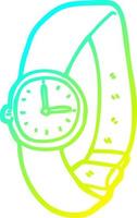 reloj de pulsera de dibujos animados de dibujo de línea de gradiente frío vector