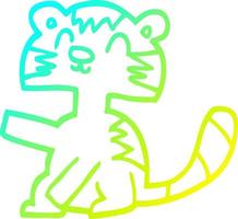 línea de gradiente frío dibujo divertido gato de dibujos animados vector