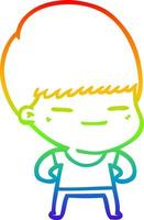 rainbow gradient line drawing cartoon smug boy vector