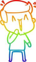 arco iris gradiente línea dibujo dibujos animados emocionado hombre vector