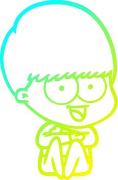 línea de gradiente frío dibujo chico feliz de dibujos animados vector