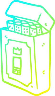 cold gradient line drawing cartoon pack of cigarettes