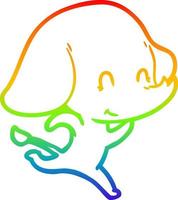 rainbow gradient line drawing cute cartoon elephant vector