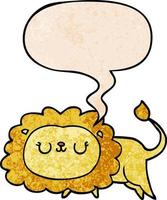 cartoon lion and speech bubble in retro texture style vector